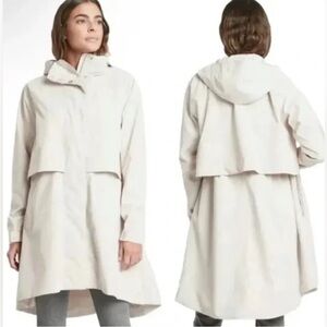 Athleta Edgewater Rainout Parka Jacket w/ Hood Waterproof Abalone Cream Size XL